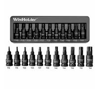 WinHolder 11pcs Male Torx Star Impact Impacted Shallow Short Bit Sockets T10 - T60 Set