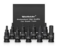 WinHolder 3/8" Drive Impact Hex Torx Spline Bit Socket Short Reach Allen Star Hand Tool Kit (9PCS Impact Torx Bits Socket)