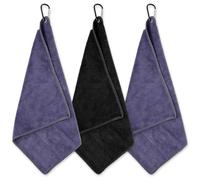 WinHoliLux 3 Pcs Golf Towels with Carabiner Clip, Absorbent Cleaning Towels Quick-Dry Microfiber Multifunction Towels for Bags, Course, Exercise, Gym, Men & Women 11.8" X 11.8"
