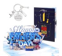 WinHoliLux Three Dee Cards, Tools Pop Up Greeting Card 3D Birthday Card Grandad Fathers Day Cards Gifts from Daughter Son Wife, Best Dad Ever Card with Envelope Note Tag and Keyring