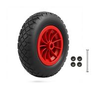 Winhub 14 inch PU wheelbarrow wheel 3.50-8 with axle, puncture-proof solid rubber, robust replacement wheel for wheelbarrow, garden trolley, sack truck and trailer, maintenance-free and durable, steel