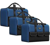 WINHUNT 3 Pack 12 Inch Tool Bags, Wide Mouth Tool Storage Bag with 5 Pockets, 3 Piece Small Tool bag for Electricians, Maintenance Workers, Plumbers, Household use