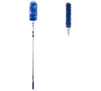 WinHux Extendable Duster Set 3.4m - Extra Long Telescopic Feather and Chenille Duster Pack, Long Handled Cobweb Brush for High Ceilings, Bendable Washable Heads, Aluminium Pole