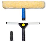 WinHux Squeegee and Microfibre Washer Set for Telescopic Poles - 30cm Rubber Blade with 35cm Washable Sleeve, Compatible with ACME Thread, Window Cleaning for Conservatories and Greenhouses