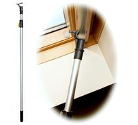 WinHux Telescopic Window Pole Opener 1.2-2.0m Long-Reach Aluminium Button-Lock Skylight Pole, Opener Rod with Non-Slip Hook and Blind Control, Compatible with Velux Keylite Fakro Rooflite