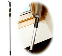 WinHux Telescopic Window Pole Opener 1.2-3.0m Long-Reach Aluminium Button-Lock Skylight Pole, Opener Rod with Non-Slip Hook, Compatible with Velux Keylite Fakro Rooflite Roof Windows