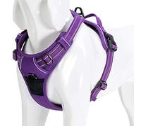 WINHYEPET True Love Dog Harness, No-Pull Reflective Pet Harness with 2 Leash Clips Adjustable Soft Padded Dog Vest with Easy Control Handle for Small Medium Large Dog TLH5651(Purple,L)