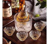 WINIAER Glass Sake Set, Clear Glass Sake Bottle Set Including 1 Warming Mug, 1 Sake Pot, 4 Sake Cups, Sake Set Hot Sake or Iced Sake for Sake Lovers