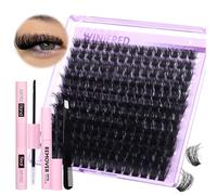 Winifred Lashes Extension Kit Thick Lash Clusters Kit 100D Volume Wispy Lash Clusters Mink Individual Lashes Kit DIY Lash Bond and Seal Lash Remover Lash Tweezers