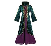 Winifred Sanderson Costume Women, Mary Winifred Sanderson Witch Cosplay Dress Props | Sanderson Sisters Outfits | Green Witch Cosplay Costume Dress Up Velvet Halloween Carnival Costumes, S-3XL