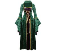 Winifred Sanderson Sisters Costumes Dress Women Hocus Pocus Costume Witch Cosplay Halloween Costumes, Green and Purple (Style a), Large