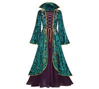 Winifred Sanderson Sisters Costumes Dress Women Hocus Pocus Costume Witch Cosplay Halloween Costumes, Green and Purple (Style B), S