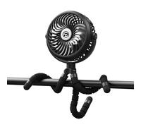 Winique Portable Pram Fan, Rechargeable Small Clip on Fan for Stroller, Ultra Quiet 3 Speed 360° Rotatable Buggy Fan with LED Lights for Car Seat, Pushchair, Bike, Treadmill, BBQ