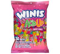 Winis Acid Up | Spicy and Sour Chews - Fruit Chews | Pineapple, Orange and Cherry Flavours | Sharing Size .4oz Bag - 30 Pack
