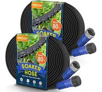 Winisok 100FT Thickened Flat Soaker Hose, Heavy Duty Double Layer Watering Hoses, Save 80% Water, Flexible Leakproof, Drip Irrigation Tubing for Garden Beds and Lawns (50 FT x 2Pack)