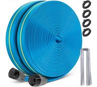 Winisok Upgrade Flat Sprinkler Soaker Hose for Garden 100FT, Heavy Duty 3-Tube Lawn Irrigation Hose with Landscape Stakes, No-Kink Flexible Watering Hose for Yard, Plants (50FT x 2packs)