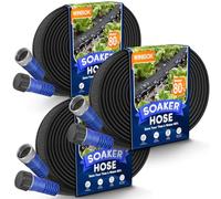 Winisok Upgrade Heavy Duty Soaker Hose 150FT, Thickened Flat Garden Hoses, Leak-proof and Flexible Drip Irrigation Tubing, Save 80% Water (50 FT x 3Pack)