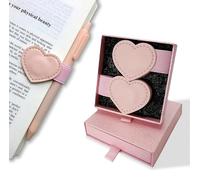Winjeto 2 Pcs Magnetic Heart Bookmarks with Pen Holder, Book Lovers Gifts