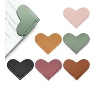 Winjeto Leather Heart Bookmarks - 6 Pieces Cute Corner Page Book Marks for Teachers Students Book Lovers Reading, for School Office Home Supplies