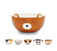 Winkee - Cereal Bowl | Small and Cute Ceramic Plate | Stoneware Bowl in Cute Dog Look | Gift for Birthday, Back to School, Christmas, Valentine's Day (Bear)