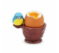 Winkee Grumpy Bird Boris Ceramic Egg Cup, Funny Animal Design for Breakfast & Brunch, Gift for Friends & Children, Hand Painted