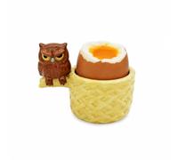 Winkee Grumpy Owl Moody Ceramic Egg Cup, Funny Animal Design for Breakfast & Brunch, Gift for Friends & Children, Hand Painted