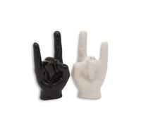 Winkee Rocks Rock Hand Salt & Pepper Shaker Ceramic I The Rocking Spice Shaker in Metal Hand Look I Heavy Metal Gift