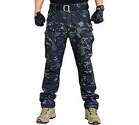 WINKEEY Mens Cargo Work Combat Trousers Waterproof Casual Camo Trousers for Man Durable Outdoors Mens Work Pants,Darknight Camouflage S