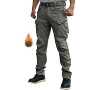WINKEEY Mens Cargo Work Combat Trousers Waterproof Casual Camo Trousers for Man Durable Outdoors Mens Work Pants,Thick Grey M