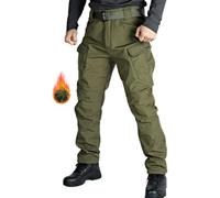 WINKEEY Mens Cargo Work Combat Trousers Waterproof Casual Camo Trousers for Man Durable Outdoors Mens Work Pants,Thick Green M