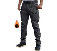 WINKEEY Mens Cargo Work Combat Trousers Waterproof Casual Camo Trousers for Man Durable Outdoors Mens Work Pants,Thick Black M