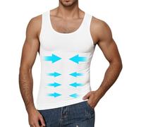 WINKEEY Mens Compression Vest Slimming Tummy Control Waist Mens Shapewear Elastic Trainer Shaper Gym Men Undershirt Tank Tops, White 3XL