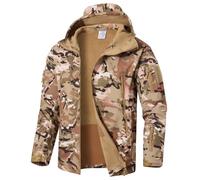 WINKEEY Mens Softshell Jackets Winter Outdoor Hiking Water Repellent Tactical Camo Jacket Fleece Lining Windproof Warm Hunting Jacket for Men,CP Camouflage M