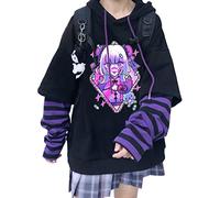 WINKEEY Women Japanese Kawaii Print Hoodie Y2K Gothic Sweatshirt Cute Harajuku Pattern Long Sleeve Pullover, Pink3 L