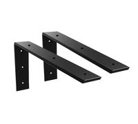 WINKER Countertop Support Bracket 2 Pack Heavy Duty 3/8" Thick Hidden L Shelf Bracket 20" x 8" x 2.5" Metal Corbels for Quartz/Granite/Wood/Concrete/Laminate Countertops, Black (6 Hole)