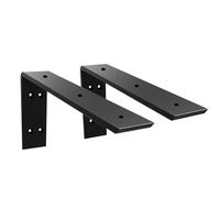 Winker Countertop Support Bracket 2 Pack Heavy Duty 3/8" Thick Hidden L Shelf Bracket 20" x 8" x 2.5" Metal Corbels for Quartz/Granite/Wood/Concrete/Laminate Countertops, Black (7 Hole)
