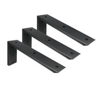 Winker Countertop Support Bracket 3 Pack Heavy Duty 1/2" Thick Hidden L Shelf Bracket 12" x 6" x 2.5" Metal Corbels for Quartz/Granite/Wood/Concrete/Laminate Countertops, Black