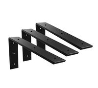 WINKER Countertop Support Bracket 3 Pack Heavy Duty Hidden L Shelf Bracket 20" x 8" x 2.5" Metal Corbels for Quartz/Granite/Wood/Concrete/Laminate Countertops, Black (6 Hole)