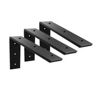 Winker Countertop Support Bracket 4 Pack Heavy Duty 3/8" Thick Hidden L Shelf Bracket 12" x 6" x 2.5" Metal Corbels for Quartz/Granite/Wood/Concrete/Laminate Countertops, Black