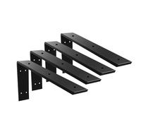 Winker Countertop Support Bracket 4 Pack Heavy Duty Hidden L Shelf Bracket 20" x 8" x 2.5" Metal Corbels for Quartz/Granite/Wood/Concrete/Laminate Countertops, Black (7 Hole)