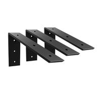 Winker - Heavy Duty Countertop Support Bracket Hidden L Shaped Metal Countertops for Quartz, Granite, Wood, Concrete, Laminate, 3 Pack, 8" x 6" x 2.5", Black