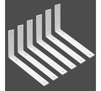 WINKER Shelf Bracket 6 Pack 10" Lx6 Hx1.5 W 5mm Thick Heavy Duty White 10 Inch Metal Iron L Brackets for Wall Shelves