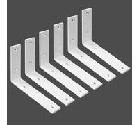 WINKER Shelf Bracket 6 Pack 5" Lx4 Hx1.5 W 5mm Thick Heavy Duty White 5 Inch Metal Iron L Brackets for Wall Shelves