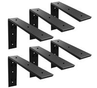 WINKER Worktop Support, Heavy Duty, 3/8" Thick, Hidden L Shelf Bracket, 10" x 6" x 2.5", Metal Corbel for Quartz, Granite, Wood, Concrete, Laminate, Black, Pack of 6