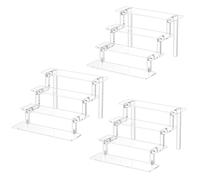 WINKINE Acrylic Stands for Display, 3 Pack Shelf Riser Compatible with Funko Amiibo POP Action Figures, 4 Tier, Tabletop Acrylic Display for Decoration and Organizer