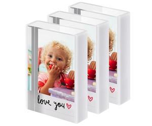 WINKINE Mini Frames for Instax, 3 Pack Polaroid Frames Clear Cute Picture Frames for Tabletop & Desktop, Freestanding Sliding Photo Display for Fujifilm & Polaroid Film