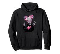 Winking Goth Girl Cartoon Punk Pink Bow Glasses Portrait Pullover Hoodie
