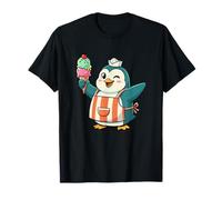 Winking Penguin Ice Cream Seller Kawaii Summer Fun T-Shirt