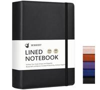 Winkooy Lined Journal Notebook, 366 Pages, 100Gsm Leather Hardcover Journals for Writing Thick A5 College Ruled Classic Notebook with Pen Loop, Daily Journal for Women Men, 5.75'' X 8.38'', Black