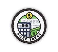 Winks For Days Adulting Merit Badge Embroidered Iron-On Patch (Filed Taxes)